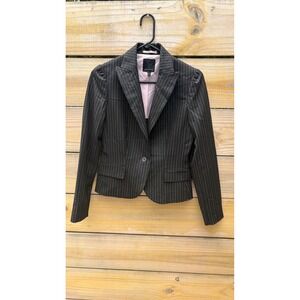 The Limited Womens Pinstripe Blazer Black Pink Single Button Size 4 Professional